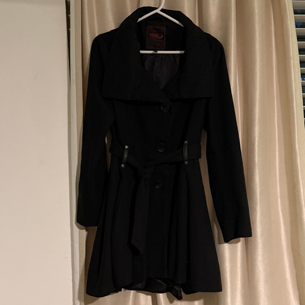Yoki Black Trench Coat for Women